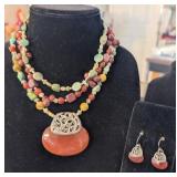 BARSE POLISHED STONE, MULTI STRAND NECKLACE &