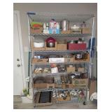 SEVILLE PLASTIC ROLLING WIRE SHELVING UNIT 6-SHELF