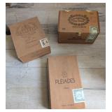 3 PC WOOD CIGAR BOXES #2, PLEIADES, BACCARAT &