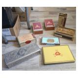8 PC CIGAR BOXES #12, WOOD & 2-TINS