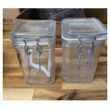 2 PC SQUARE SELF SEAL GLASS CANISTERS 500ML