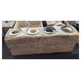 WOOD BLOCK 4-CANDLE VOTIVE CANDLE HOLDER