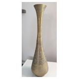HAND CARVED BRASS VASE, FLORAL PATTERN