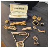 ASSTD GOLD TONE VTG TIE CLIPS, CUFF LINK, OTHER