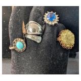 4 PC ASSTD RINGS, SZ 6, 6.75, 2-ADJUSTABLE