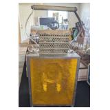 VTG ELECTRIC METAL & AMBER GLASS LANTERN LAMP