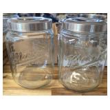 2 PC GLASS MASON JAR CANISTERS #3, 125 OZ