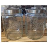 2 PC GLASS MASON JAR CANISTERS #1 125 OZ