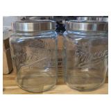 2 PC GLASS MASON JAR CANISTERS #2, 125 OZ