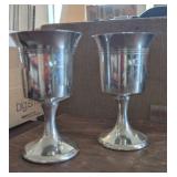 2 PC JOSTENS PEWTER GOBLETS