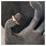 VTG/ANTQ GOLD TONE SOLITAIRE DIAMOND RING SZ-5.5