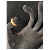 GOLD TONE WEDDING BAND, SZ 5.75, MARKED