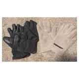 2 PAIR LEATHER GLOVES W/FAUX SHEEPSKIN LINING &