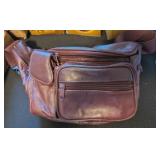 BURGUNDY LEATHER LIKE FANNY PACK, MULTI POCKET