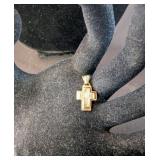 GOLD TONE DIAMOND CROSS PENDANT '14K', '1SP'