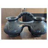 MEXICAN BLACK POTTERY WEDDING VASE, SIGNED