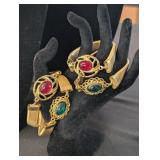 4 PC GOLD TONE STRETCH BAND JEWELED BRACELETS