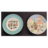 2PC COLLECTOR PLATES, AVON 'CHRISTMAS ON THE FARM'