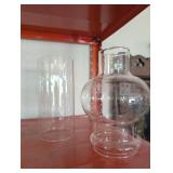 2 PC GLASS CHIMNEYS, PYREX, OTHER