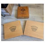 3 PC WOOD CIGAR BOXES #11, HEMINGWAY, JOYA DE