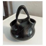 BLACKWARE POTTERY WEDDING VASE, SIGNED