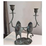 METAL FROG DUAL CANDLESTICK HOLDER