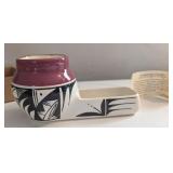 UTE MOUNTAIN POTTERY INDIAN WEDDING VASE, SIGNED