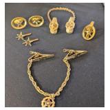 ORDER OF THE EASTERN STAR CUFF LINKS, TIE CLIP, &