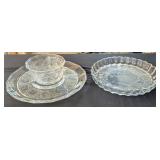3 PC ANCHOR HOCKING AVALON DISHES, PIE PLATE, CHIP