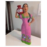 HANDPAINTED CHALKWARE FOLK WARE WOMAN SCULPTURE