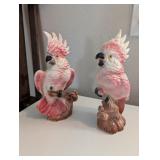 2 PC CERAMIC PINK & WHITE COCKATOOS