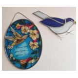 2 PC STAINED GLASS WINDOW DECOR, BIRDS