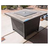 OUTDOOR METAL/WICKER GAS FIRE PIT & PROPANE TANK