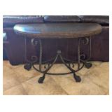 WOOD/METAL HALF CIRCLE SOFA TABLE