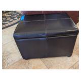 BROWN LEATHER OTTOMAN W/STORAGE