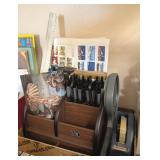 OFFICE ORGANIZER, PENS, PENCILS, TAPE, MAGNIFYING