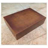 WOODEN KEEPSAKE BOX W/VELOUR LINING
