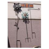 3PC YARD ART, FLOWER, SHEPPARD'S HOOK, WIND