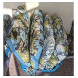 3PC OUTDOOR CUSHIONS #1, BLUE/GREEN FLORAL PRINT