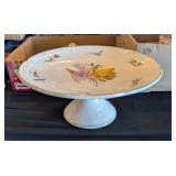 ALEX & IVY CERAMIC FLORAL FOOTED CAKE PLATE