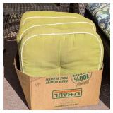 3PC GREEN/WHITE OUTDOOR CUSHIONS