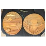 2PC CARVED WOOD WALL ART W/HANGERS