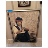 HAND PAINTED NATIVE AMERICAN INDIAN POTTER, SIGNED