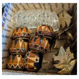 ASSTD NAPKIN RINGS #3, BRASS, WOOD, GLASS
