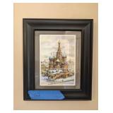 FRAMED ARTWORK, SIGNED, WATERCOLOR OF ST. BASIL'S