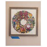 CHRISTMAS SAMPLER FRAMED EMBROIDERY WREATH