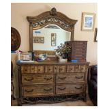 7-DRAWER WOOD DRESSER W/BEVELED MIRROR