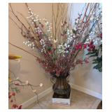 METAL URN SHAPE VASE W/FLORAL ARRANGEMENT #9