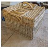 WICKER PICNIC BASKET W/CONTENTS
