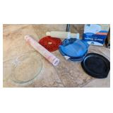 ASSTD BAKING ITEMS, PIE PLATES, DOUGH CUTTER,